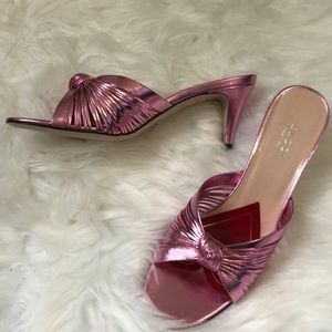 🆕💯% NWT Auth Gucci Crawford Mid-heel Metallic Pink Leather Gucci Heels